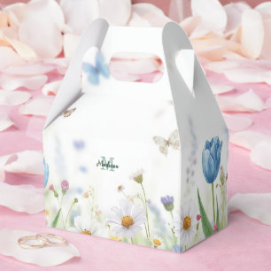 Elegant Colourful Wildflower Flower blue butterfl Favour Box
