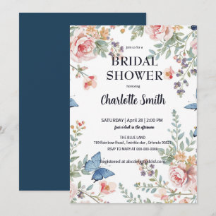 Elegant Colourful Wildflower Flower blue butterfl Thank You Card