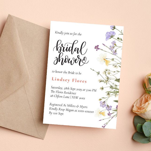 Elegant Colourful Wildflower Greenery Bridal Showe Invitation (Creator Uploaded)