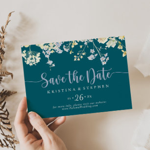 Elegant Colourful Wildflower Horizontal Wedding Save The Date