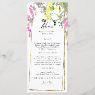 Elegant Colourful Wildflower Menu & Toasts
