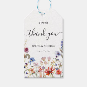 Elegant colourful wildflower wedding gift tags