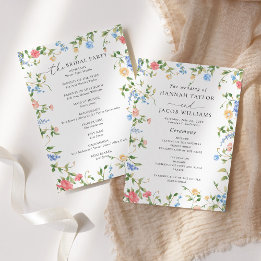Elegant Colourful Wildflower Wedding Program Programme