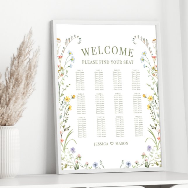 Elegant Colourful Wildflower Wedding Seating Chart (Creator Uploaded)