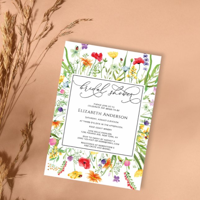 Elegant Colourful Wildflowers Bridal Shower Invitation (Creator Uploaded)