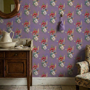 Elegant Colourful Wildflowers On Dusty Purple Wallpaper