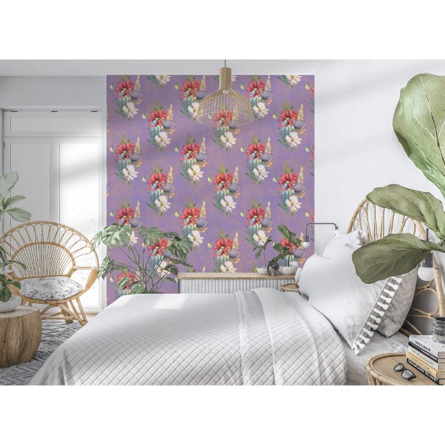 Elegant Colourful Wildflowers On Dusty Purple Wallpaper (Creator Uploaded)