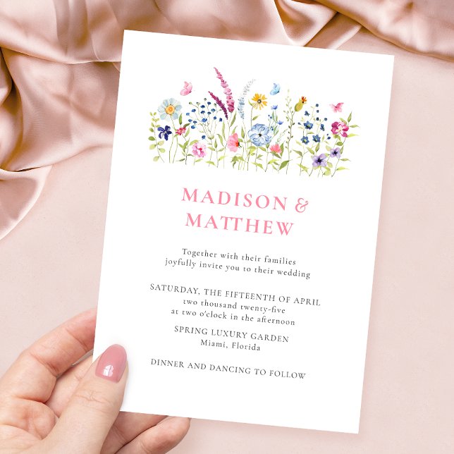 Elegant Colourful Wildflowers Wedding Invitation (Creator Uploaded)