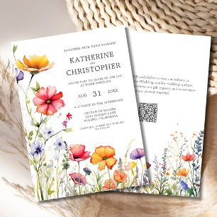 Elegant Colourful Wildflowers Wedding Invitation