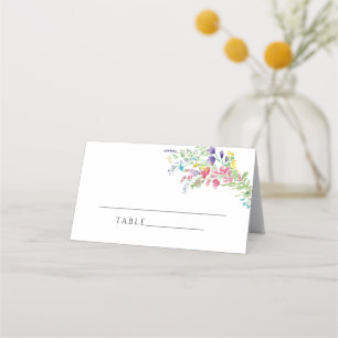 Elegant Colourful Wilflowers Wedding Place Card