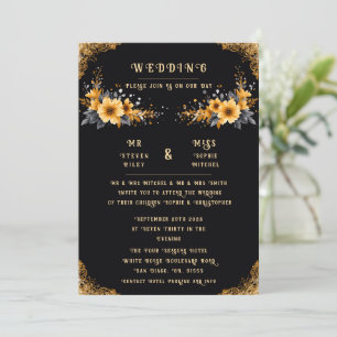 Elegant Colourful Yellow Floral Wedding Invitation