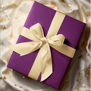 Royal Damask Crushed Velvet Purple Plumbrella Gold Wrapping Paper