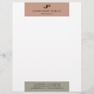 Elegant Colours Monogram Modern Simple Template Custom Letterhead