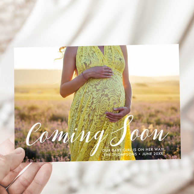 Elegant Coming Soon Photo Pregnancy Announcement (Creator Uploaded)