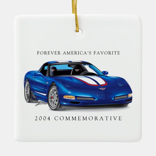 Elegant Commemorative Vette Illustration Ceramic Ornament (Front)