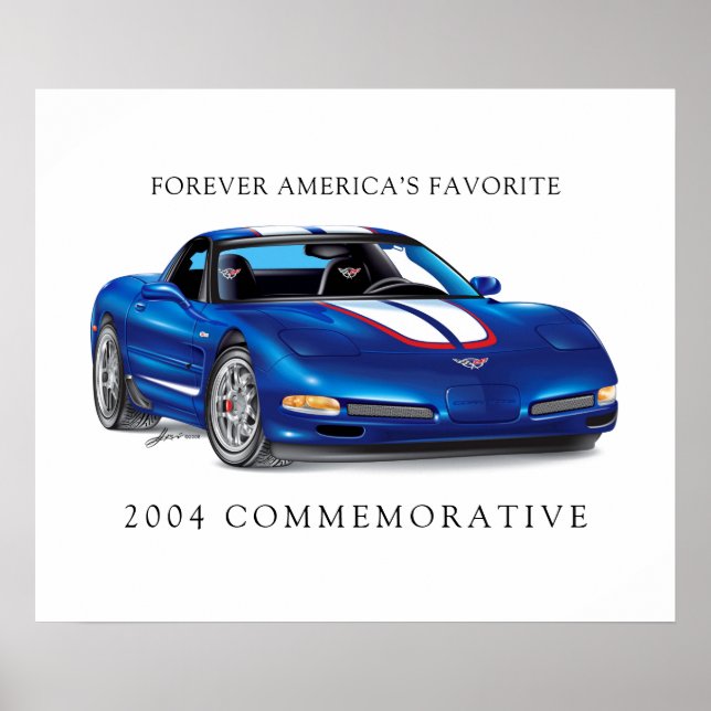 Elegant Commemorative Vette Illustration Poster (Front)