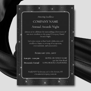 Elegant Company business black sparkle award night Invitation