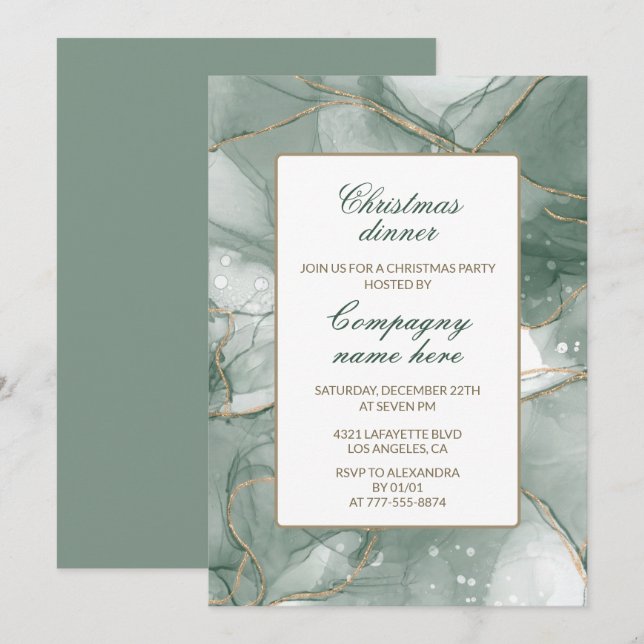 Elegant Company Christmas invitations dinner  (Front/Back)