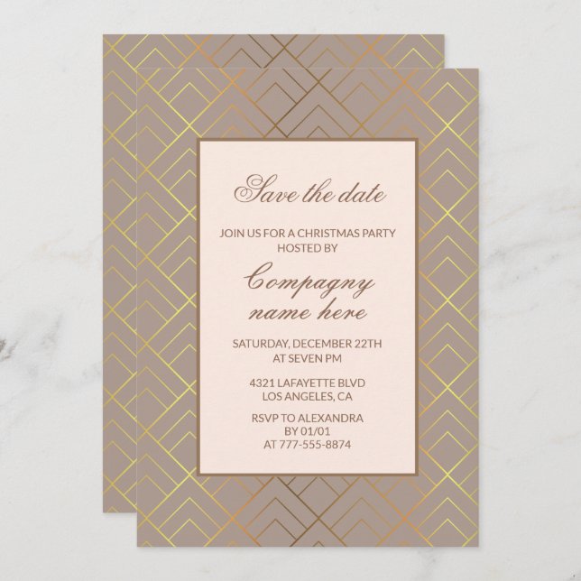 Elegant Company Christmas Party Save the date Invitation (Front/Back)