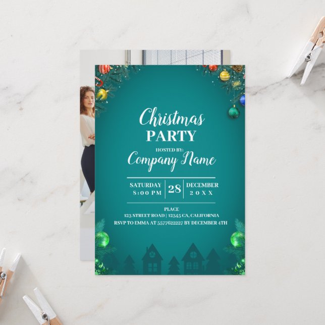 Elegant Company Cocktail Christmas Party    Invita Invitation (Front/Back In Situ)