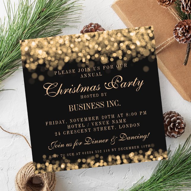 Elegant Company Corporate Christmas Party Gold Invitation (Creator Uploaded)