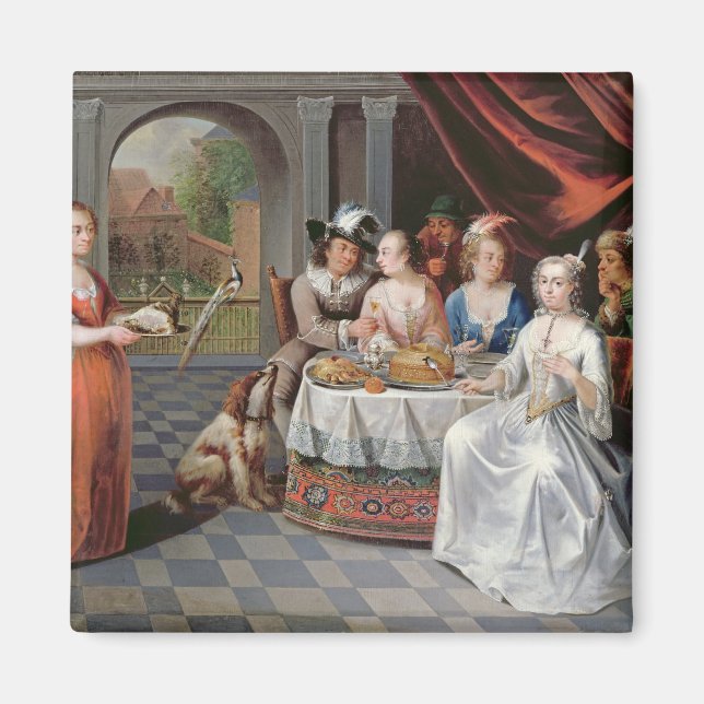 Elegant company dining in an pillared hall (panel) magnet (Front)