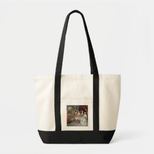 Elegant company dining in an pillared hall (panel) tote bag