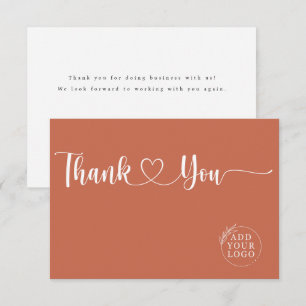Elegant Company Logo Business Thank You Terracotta Card