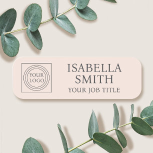Elegant Company Logo Staff Name Tag Badges Pink