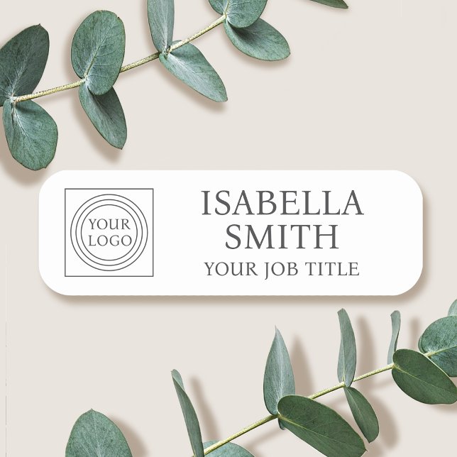 Elegant Company Logo Staff Name Tag Badges White (Creator Uploaded)