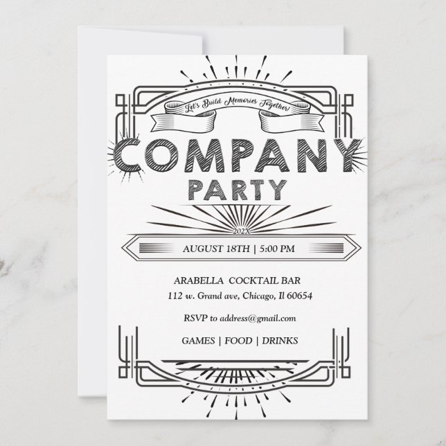 Elegant Company Party Black and White Template (Front)