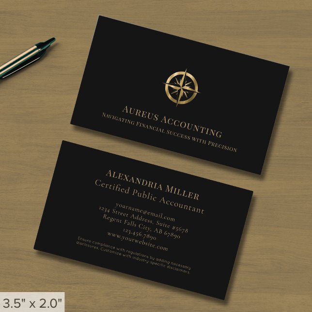 Elegant Compass Logo Business Card (Creator Uploaded)