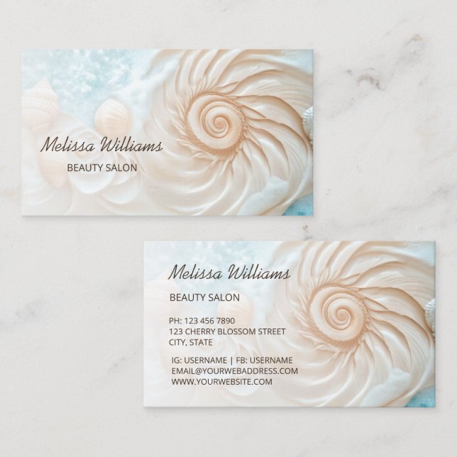 Elegant Conch Coastal Business Card (Front/Back)