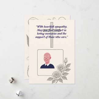 Elegant Condolence Card with Cross and Photo Frame