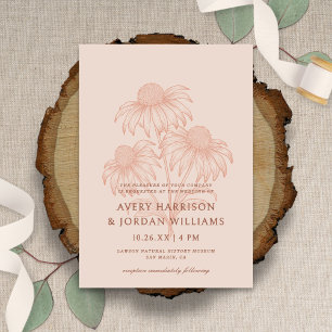 Elegant Coneflower Botanical Earthy Clay Wedding Invitation