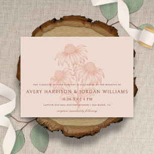 Elegant Coneflower Botanical Terracotta Wedding Invitation