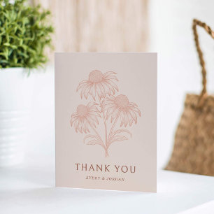 Elegant Coneflower Botanical Terracotta Wedding Thank You Card
