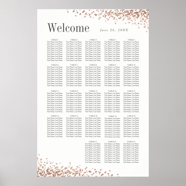 Elegant confetti | 20+ Table Wedding Seating Chart (Front)