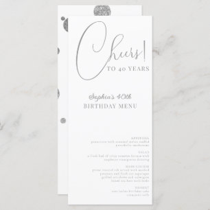 Elegant Confetti Birthday Party Menu
