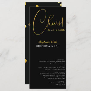 Elegant Confetti Birthday Party Menu