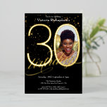 Elegant Confetti Black Gold Photo 30th Birthday<br><div class="desc">Elegant Confetti Black Gold Photo 30th Birthday Foil Invitation. Birthday party invitation design with elegant confetti and custom photo framed with glamourous real gold foil! This design is classy and timeless, perfect for that memorable celebration. Need help with customising this template? Contact the designer/creator by clicking on the 'message' button...</div>