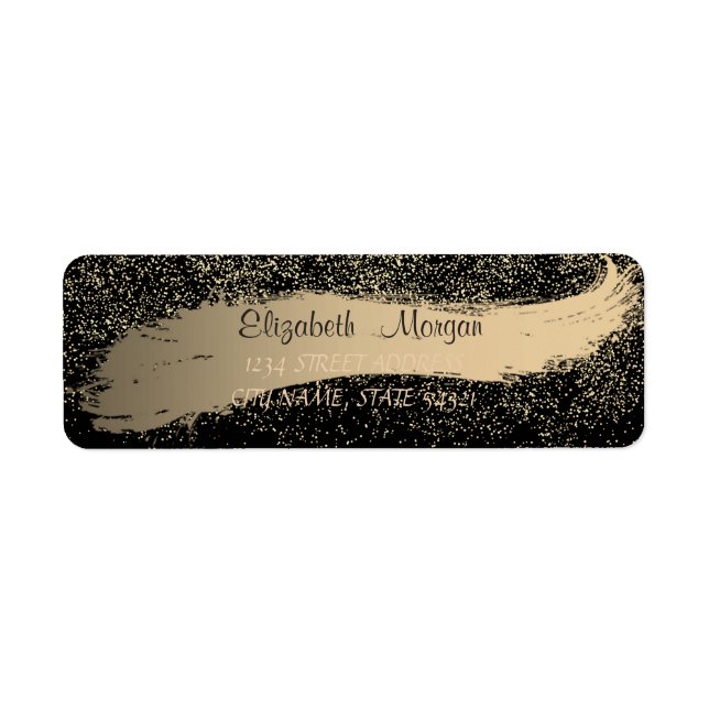 Elegant Confetti ,Brush Stroke,Black Address Label (Front)