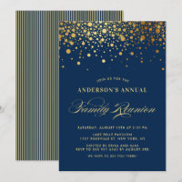 Elegant Confetti Gold Foil Blue Family Reunion