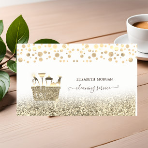 Elegant Confetti  Gold Glitter Cleaning Tools Business Card