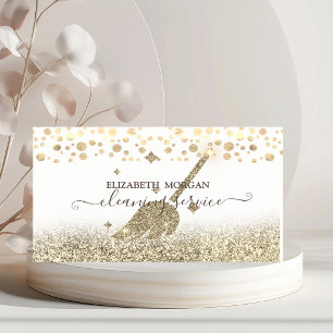 Elegant Confetti  Maid Cleaning Gold Glitter Business Card