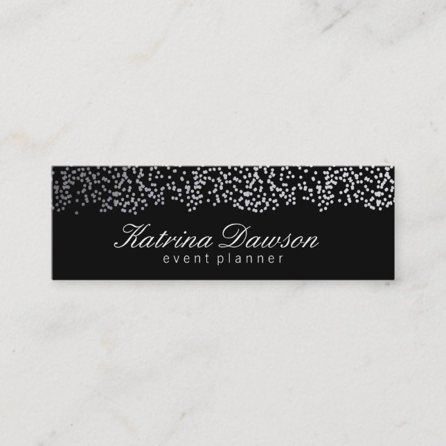Elegant Confetti Mini Business Card (Front)