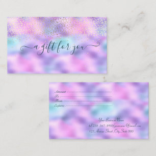 Elegant  Confetti Ombre Holographic Iridescent Discount Card
