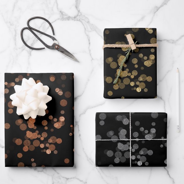 Elegant confetti polka dot patter  wrapping paper sheet (Front)