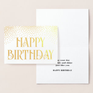 Elegant Confetti Stylish Vintage Happy Birthday Foil Card