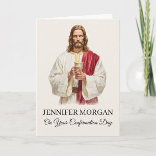 Elegant Confirmation Card Jesus Holding Eucharist